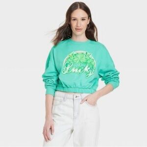 Isaac Morris NWT Women's Lucky Airbrush Graphic Cropped Sweatshirt Size XXL